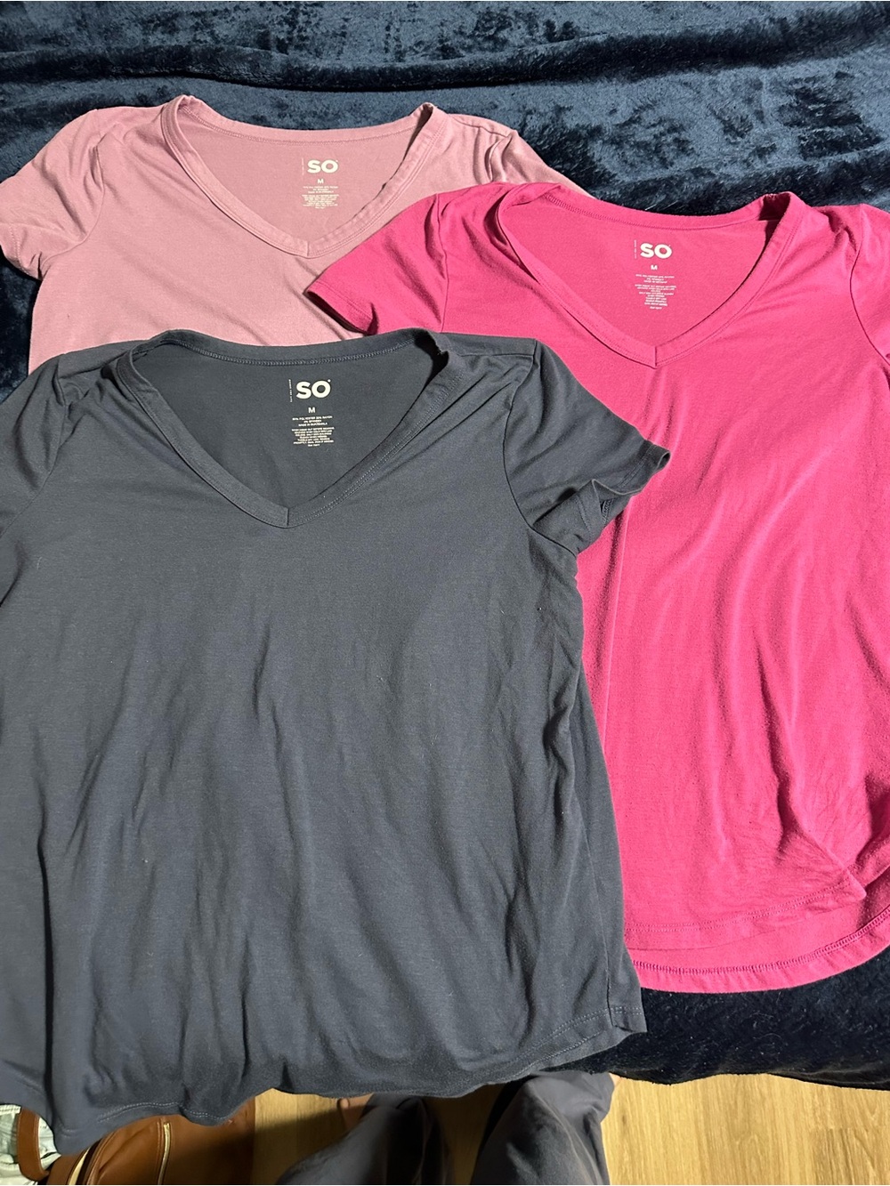 SO Women's V-Neck Short Sleeve Tee - Black, Light Pink, Hot Pink